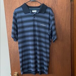 Columbia Men's Navy and Black Striped Polo